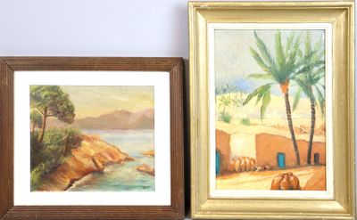 P. RENOUARD (?). Les Iles de Lerins et l'Esterel. Huile sur …