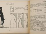 an open book with a drawing of a penguin on it ' s cover