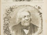 an old newspaper with a picture of a man in a suit and tie