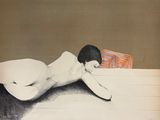 un dessin représentant un homme nu allongé sur un lit