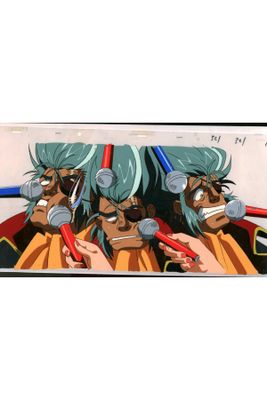 a picture of a group of anime characters with microphones