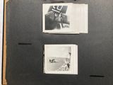 an old black and white photo of a man standing in front of an airplane