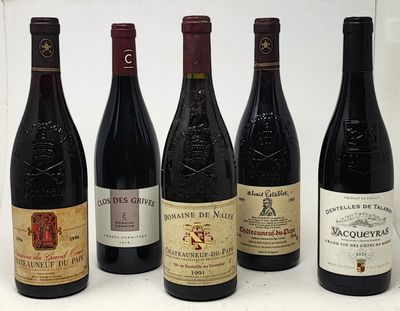 5 bouteilles VALLÉE DU RHÔNE (1 Crozes "Clos des Grives" 201…