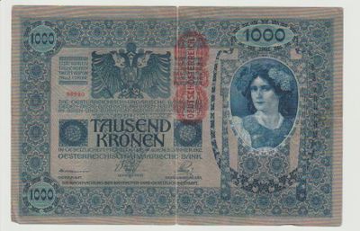 un ancien billet de banque allemand sur lequel figure le portrait d'une femme