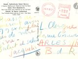 a postcard with a handwritten message on it