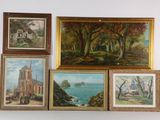 quatre tableaux accrochés au mur d'une pièce aux murs blancs