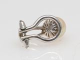 an image of a silver ring with a flower inside of it