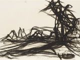 an image of a black and white drawing of a tree in a field