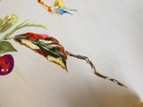 a painting of a vase with flowers and butterflies on it