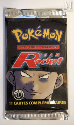 the back of a pack of pokemon trading cards on a white surface