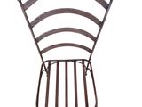 an image of a metal chair with a wooden seat on a white background