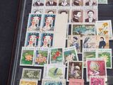 many different stamps on display in a glass case
