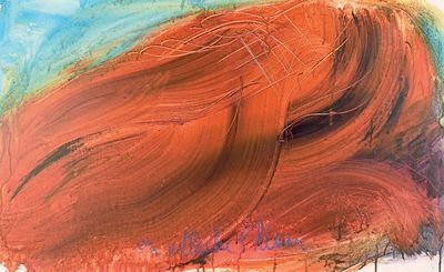 une peinture abstraite représentant le visage d'une femme aux cheveux roux