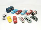 a lot of toy cars that are lined up together