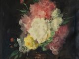 une peinture de fleurs dans un vase sur une table