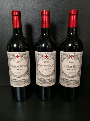 3 bouteilles de vin rouge du Château Gazin Pomerol 2007 - Ce… - Photo 1