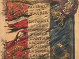 an old french poster of a french flag with a dragon on it