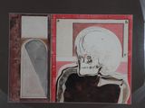 a picture of a painting of a skeleton in a room
