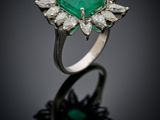 an emerald and diamond ring