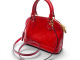 Sac à main Louis Vu Vu en cuir verni rouge avec finitions dorées