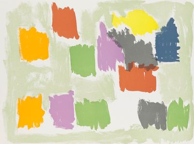 an image of a painting with multiple colors of paint on it