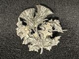 an image of a silver brooch with a dragon on it