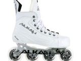 a close up of a pair of roller skates on a white background