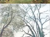 two pictures of a painting of a wooded area and a painting of a wooded area
