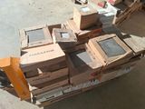 many boxes of electronic equipment stacked on top of each other