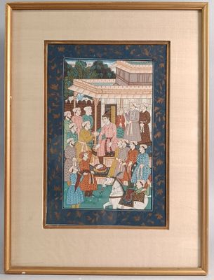 an image of a painting of a group of people in a courtyard