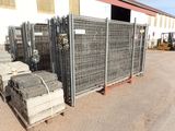 many crates of cement sitting in front of a building