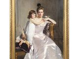 an image of a painting of two women sitting on a couch