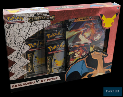 une boîte de cartes à collectionner Pokémon sur fond noir