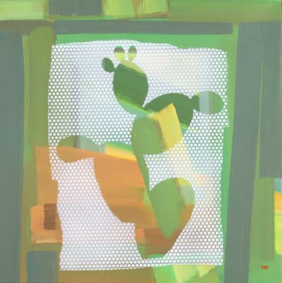 a painting of a cartoon character on a television screen