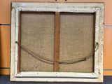 a picture of an old window with a rope hanging from it