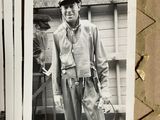 two old black and white photos of a man in a cowboy outfit