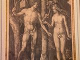 painting of a man and a woman in a wooded setting