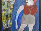an image of a painting of a woman standing next to a painting of a man