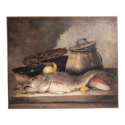 KRENNER (XIXème) Nature morte au poisson