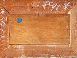 a picture of a wooden box with writing on it