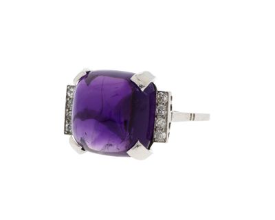 bague en améthorate et diamants en or blanc 18k