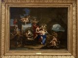 tableau représentant un groupe de personnes dans un décor boisé