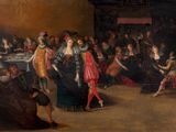 an image of a painting of a group of people sitting around a table