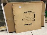 a cardboard box with a picture of a train on it
