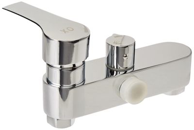 a close up of a faucet on a white background
