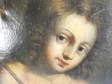 tableau représentant une jeune fille tenant un oiseau dans la main
