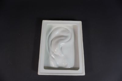 un bol blanc contenant un objet blanc