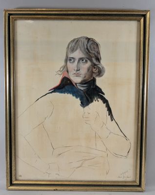 portrait d'un homme en blouse blanche à col rouge