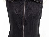 a close up of a mannequin mannequin wearing a black knit vest