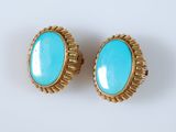 une paire de boucles d'oreilles en turquoise sur fond blanc